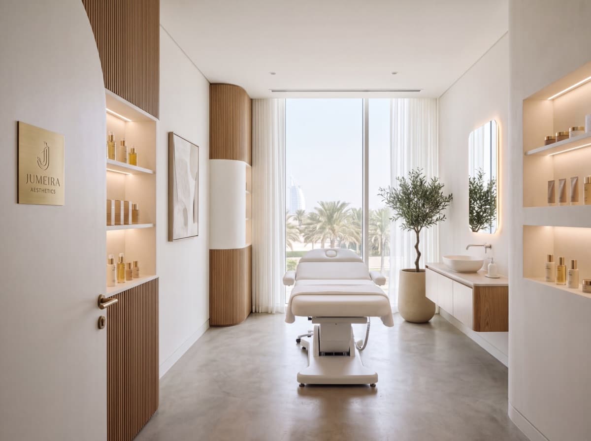 Bright aesthetic clinic treatment room — demo site imagery